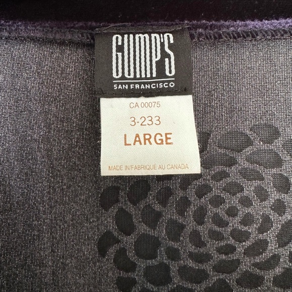 Gump’s San Francisco Jewel Toned Soft Velvet Chrysanthemum Caftan V-Neck Tunic L - Picture 12 of 16
